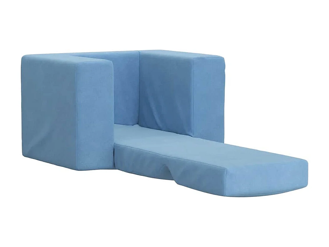 Sofá cama para niños de felpa suave de color azul