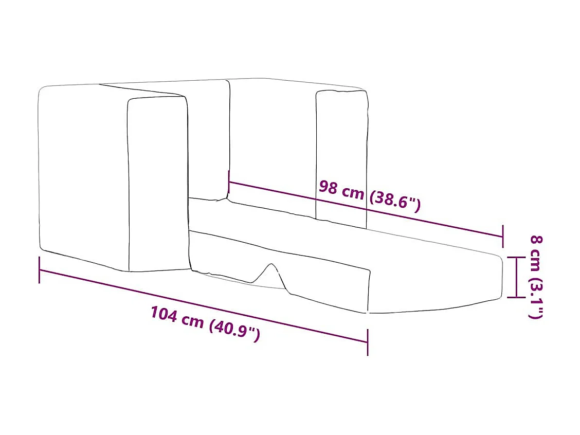 Sofá cama para niños de felpa suave de color azul