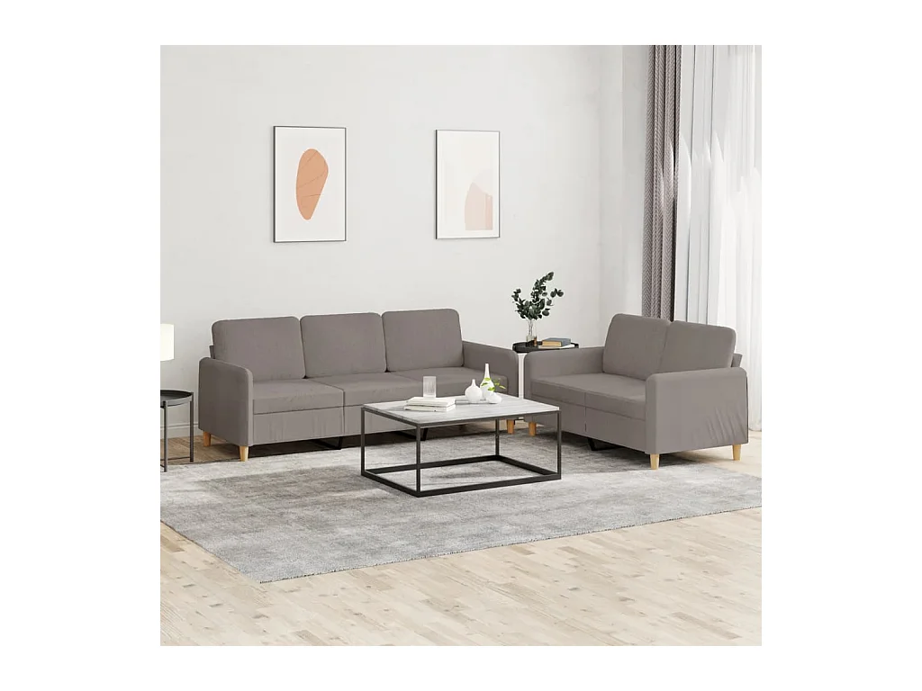 Ensemble de canapés 2 pcs avec coussins Taupe Tissu