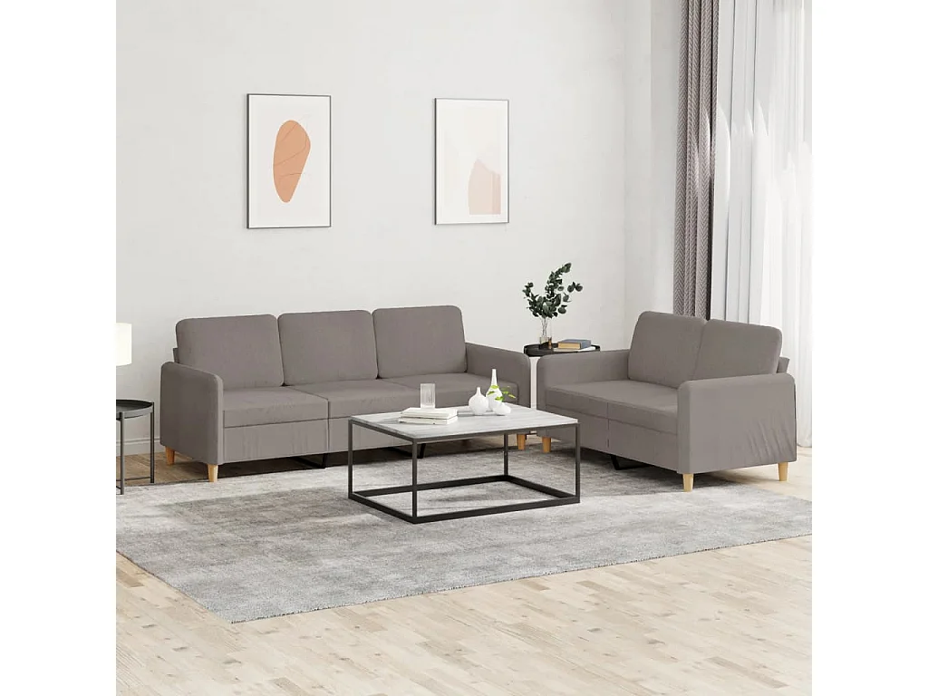 Ensemble de canapés 2 pcs avec coussins Taupe Tissu