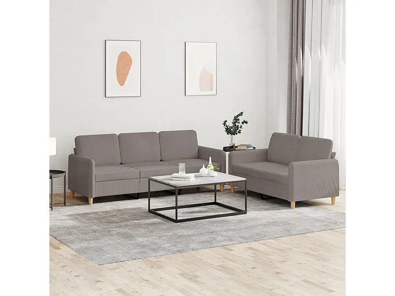 Ensemble de canapés 2 pcs avec coussins Taupe Tissu