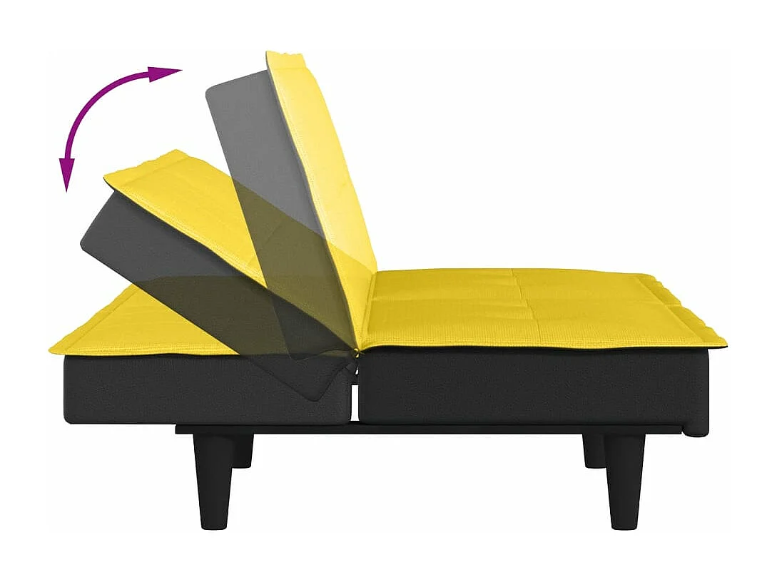 Divano letto in tessuto giallo chiaro