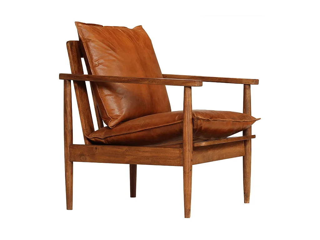 2-tlg. Sofagarnitur Echtleder und Akazie Braun