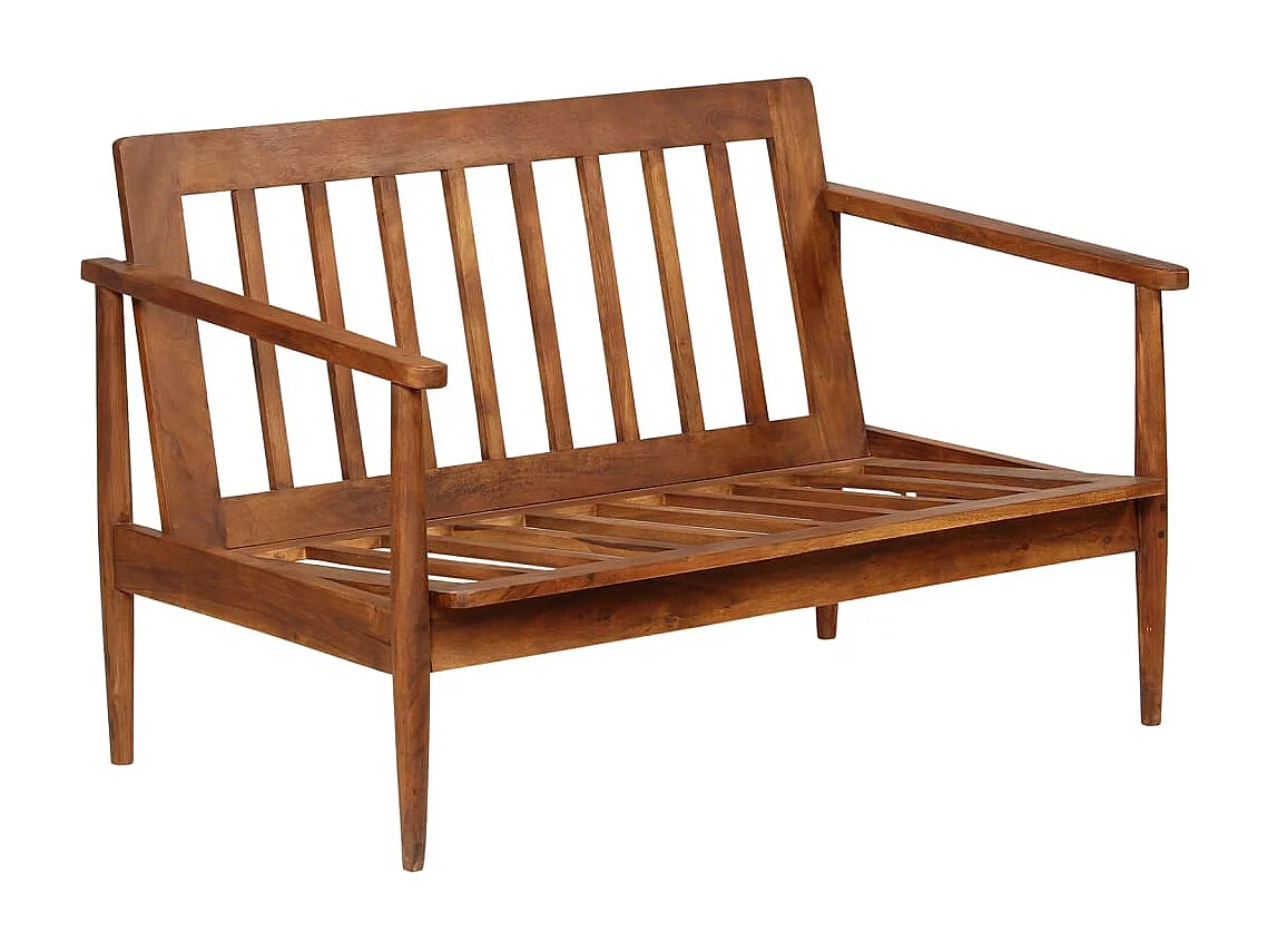 Ensemble de canapés 2 pcs Marron Cuir véritable et acacia