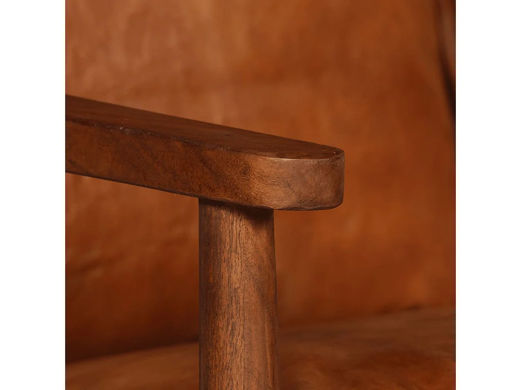 Ensemble de canapés 2 pcs Marron Cuir véritable et acacia