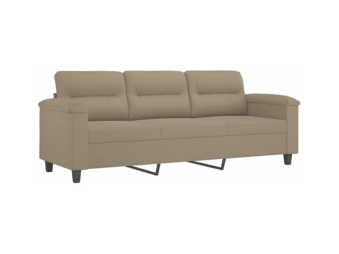 Set divano 2 pezzi con cuscini color tortora in tessuto microfibra