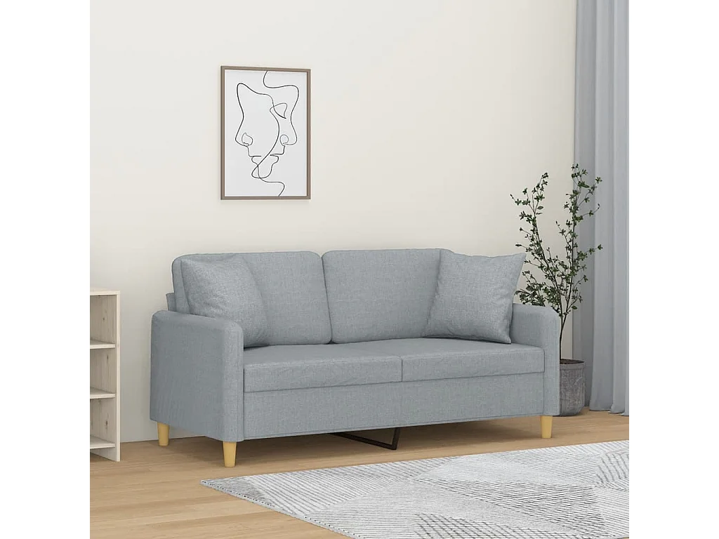 2-Sitzer-Sofa mit hellgrauen Kissen 140 cm Stoff