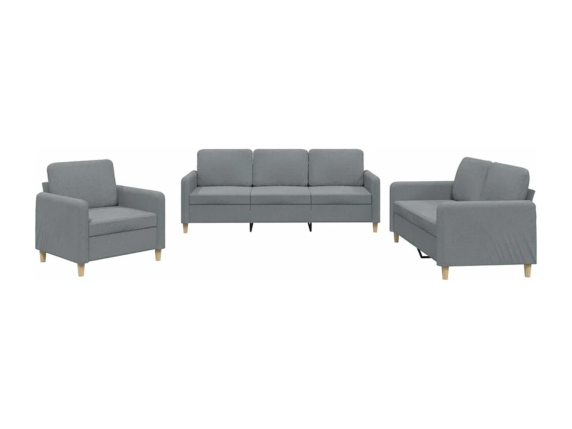 Ensemble de canapés 3 pcs avec coussins Gris clair Tissu