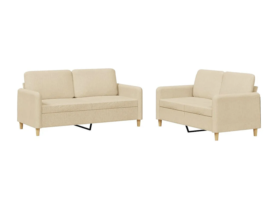 Ensemble de canapés 2 pcs avec coussins Crème Tissu