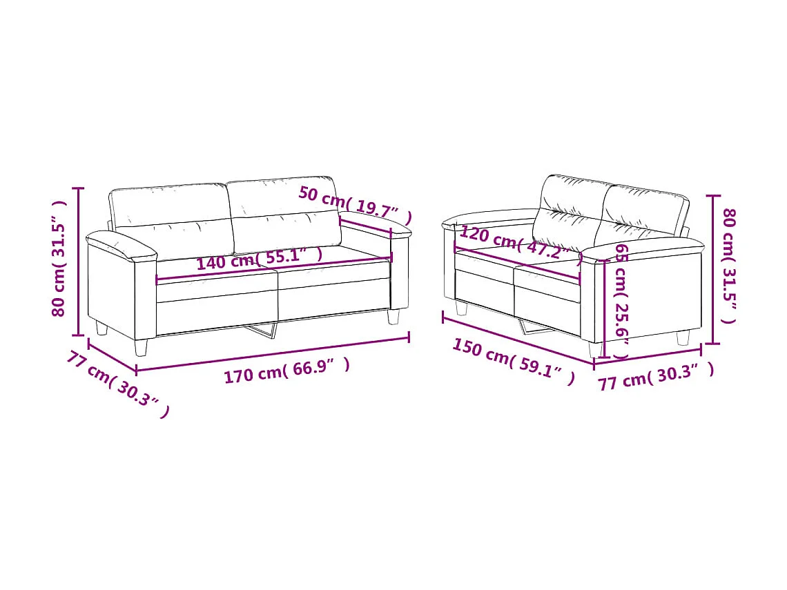 Ensemble de canapés 2 pcs et coussins Rouge bordeaux Similicuir