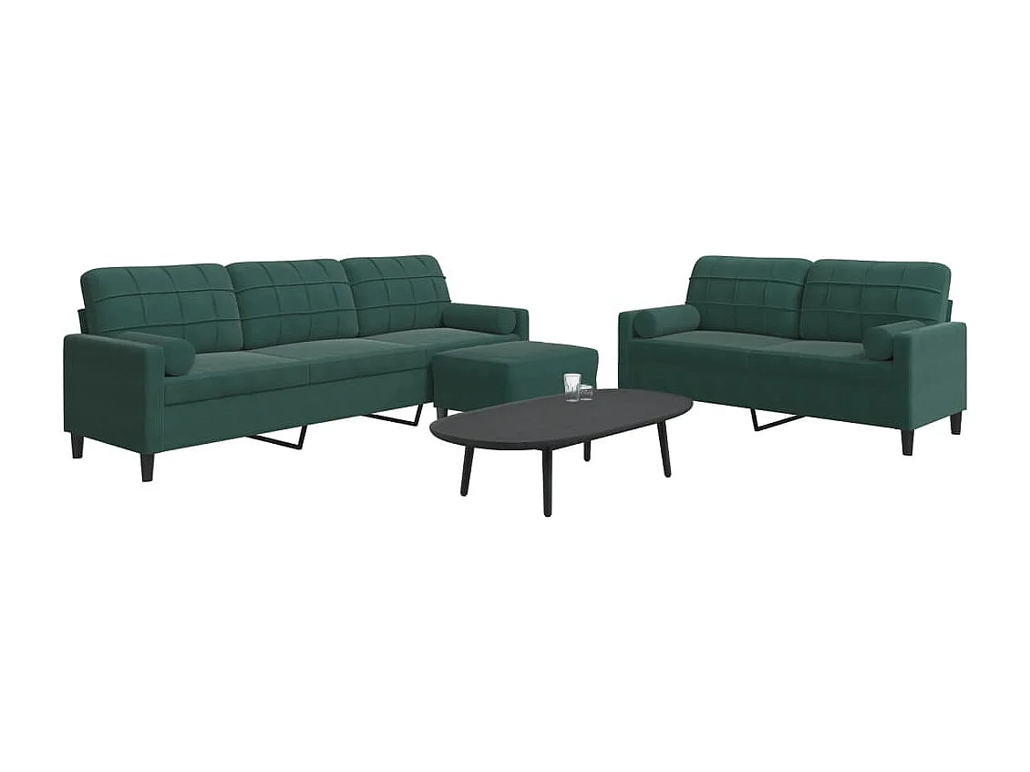 Ensemble de canapés 3 pcs avec coussins et traversins velours