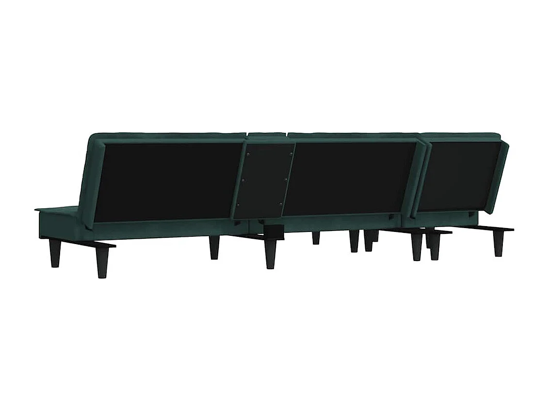 Canapé-lit en forme de L vert foncé 255x140x70 cm velours