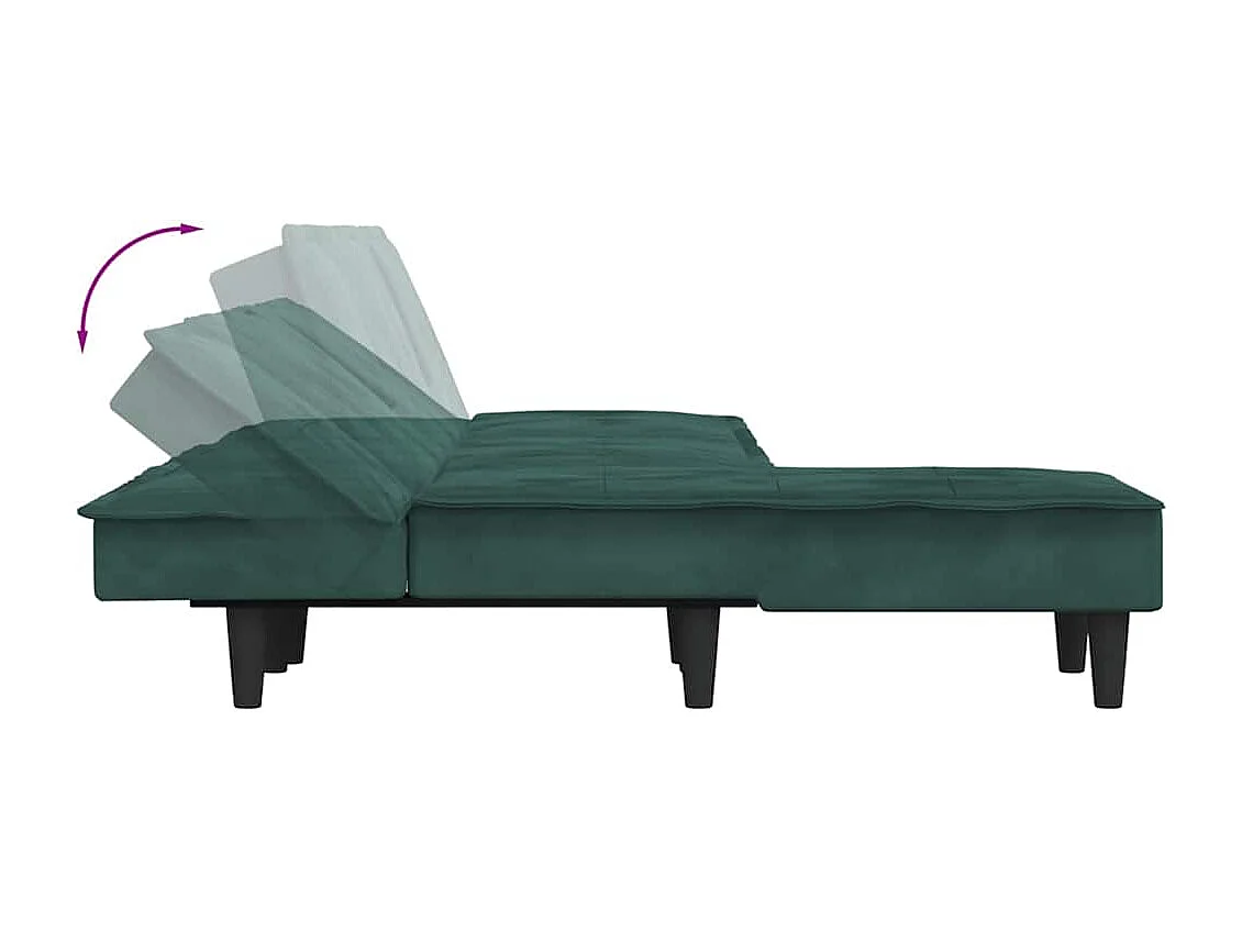 Canapé-lit en forme de L vert foncé 255x140x70 cm velours
