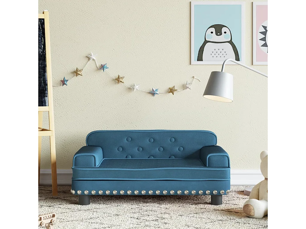 Divano per bambini blu 70x45x30 cm velluto