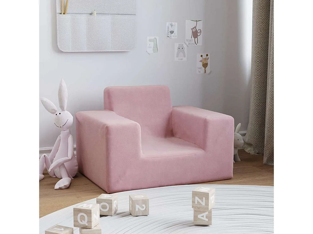 Canapé pour enfants Rose Peluche douce
