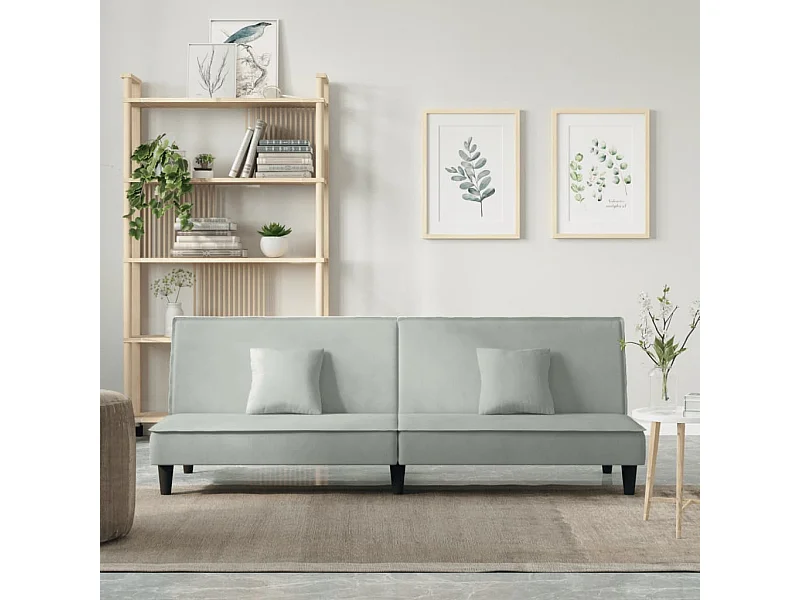 Divano letto in velluto grigio chiaro