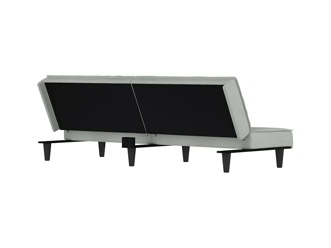 Hellgraues Schlafsofa aus Samt