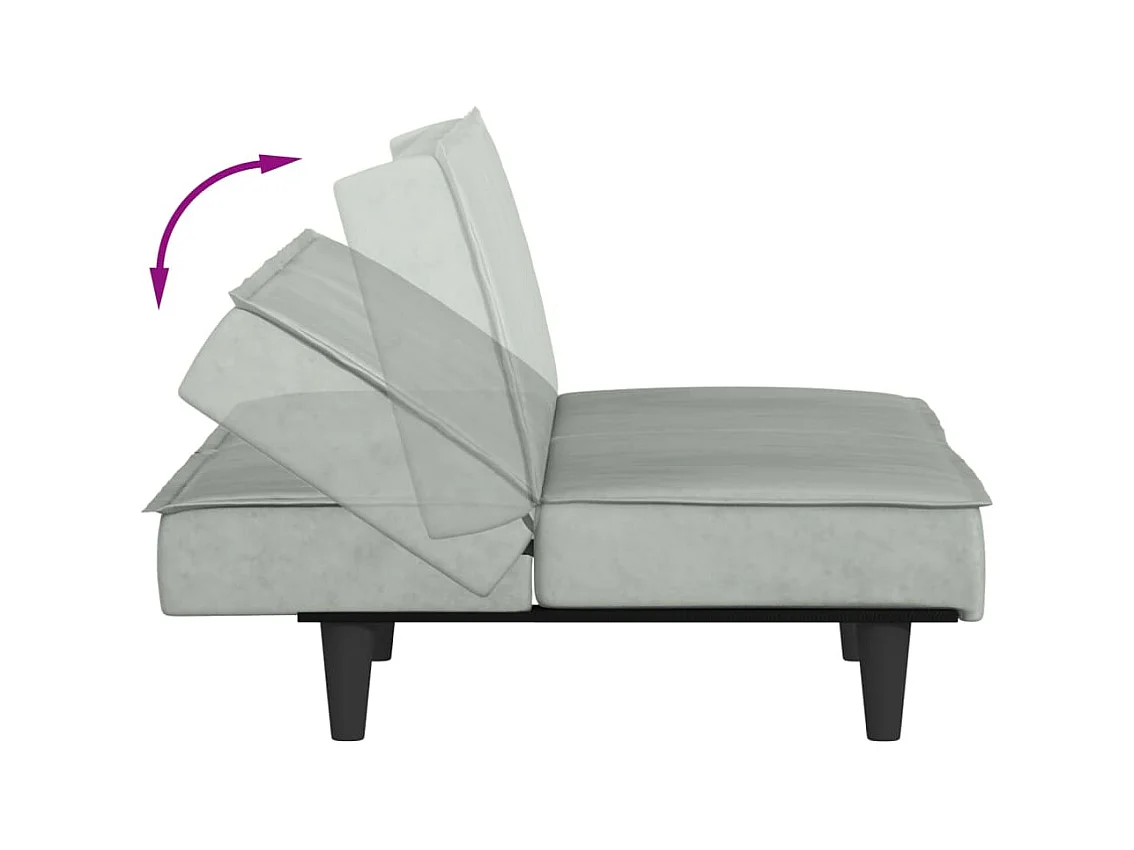 Hellgraues Schlafsofa aus Samt
