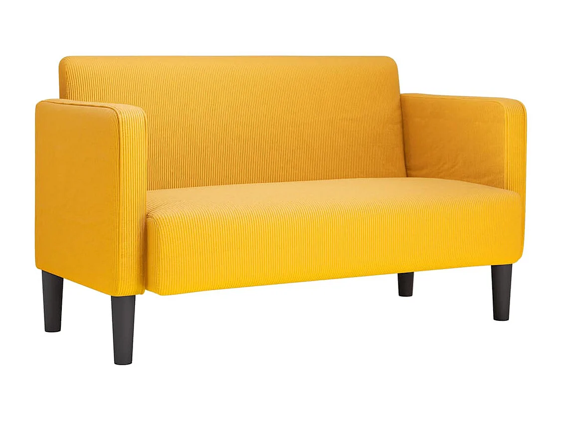 Divano a due posti giallo chiaro 109 cm tessuto velluto a coste