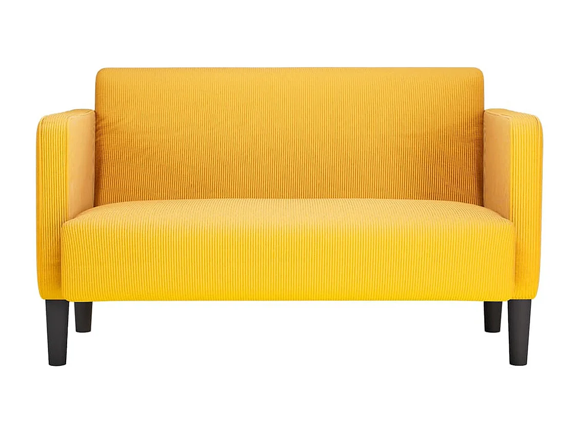 Divano a due posti giallo chiaro 109 cm tessuto velluto a coste