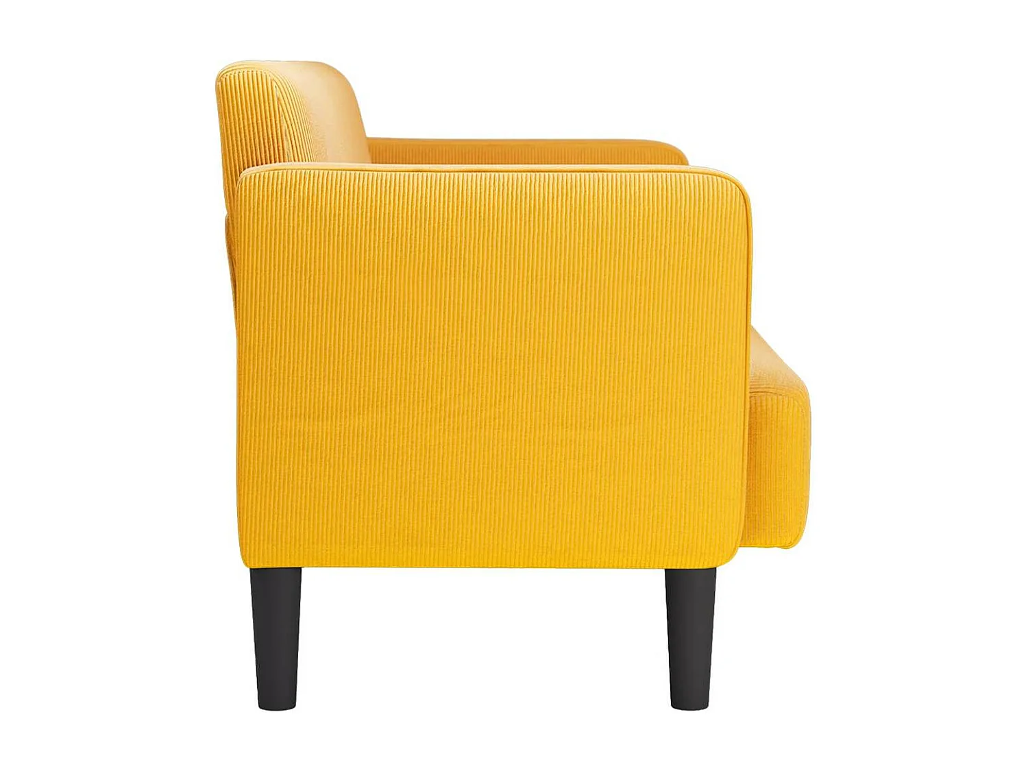 Divano a due posti giallo chiaro 109 cm tessuto velluto a coste