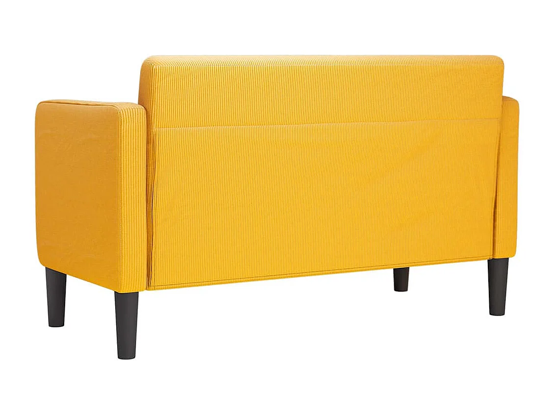 Divano a due posti giallo chiaro 109 cm tessuto velluto a coste