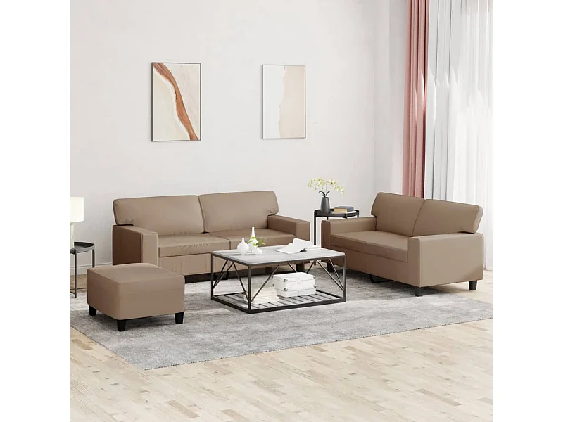 Set di 3 divani in similpelle color cappuccino