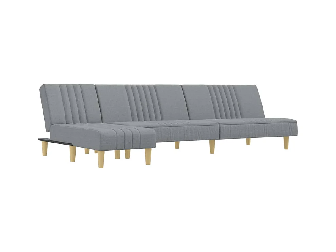 Divano letto a L grigio chiaro 255x140x70 cm tessuto