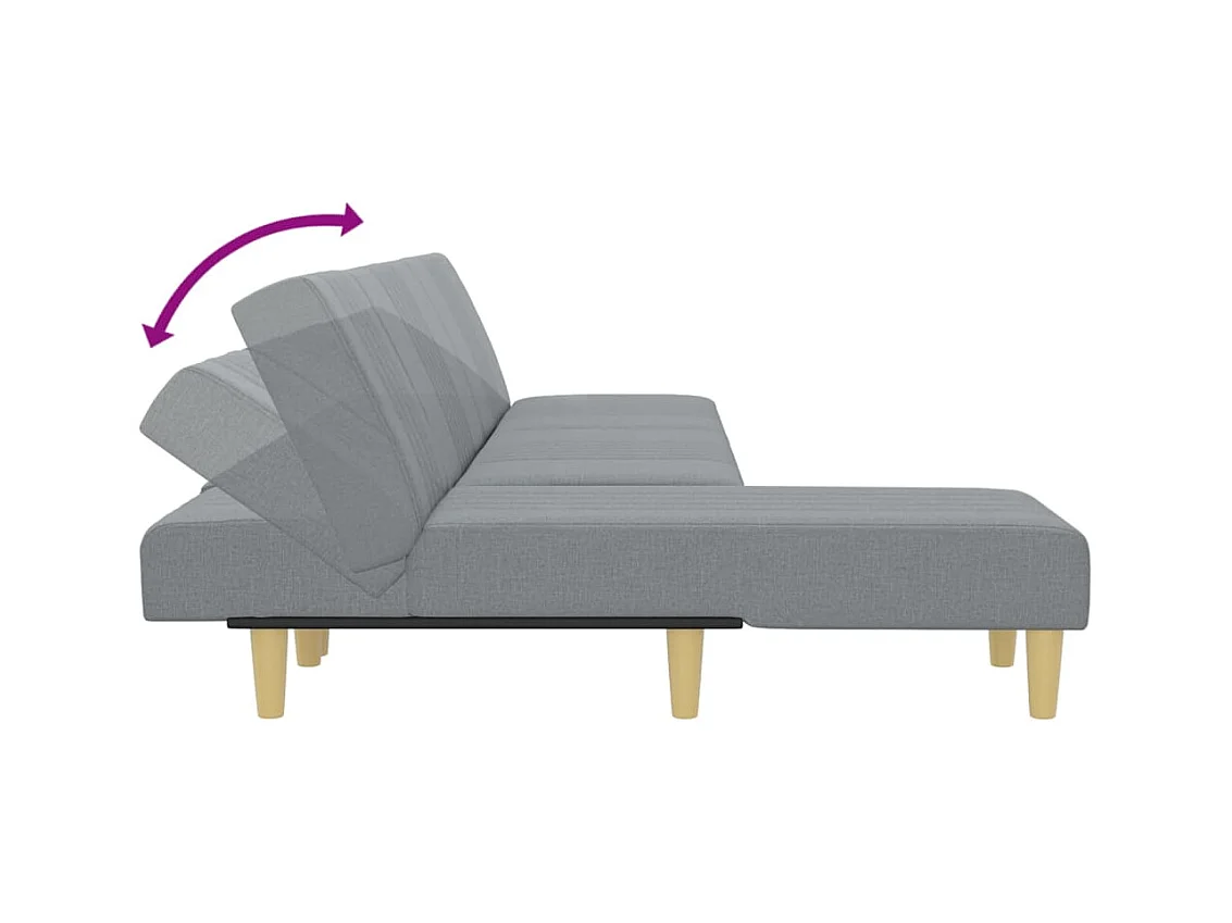 Divano letto a L grigio chiaro 255x140x70 cm tessuto