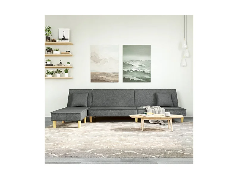 Divano letto a L grigio scuro 255x140x70 cm tessuto