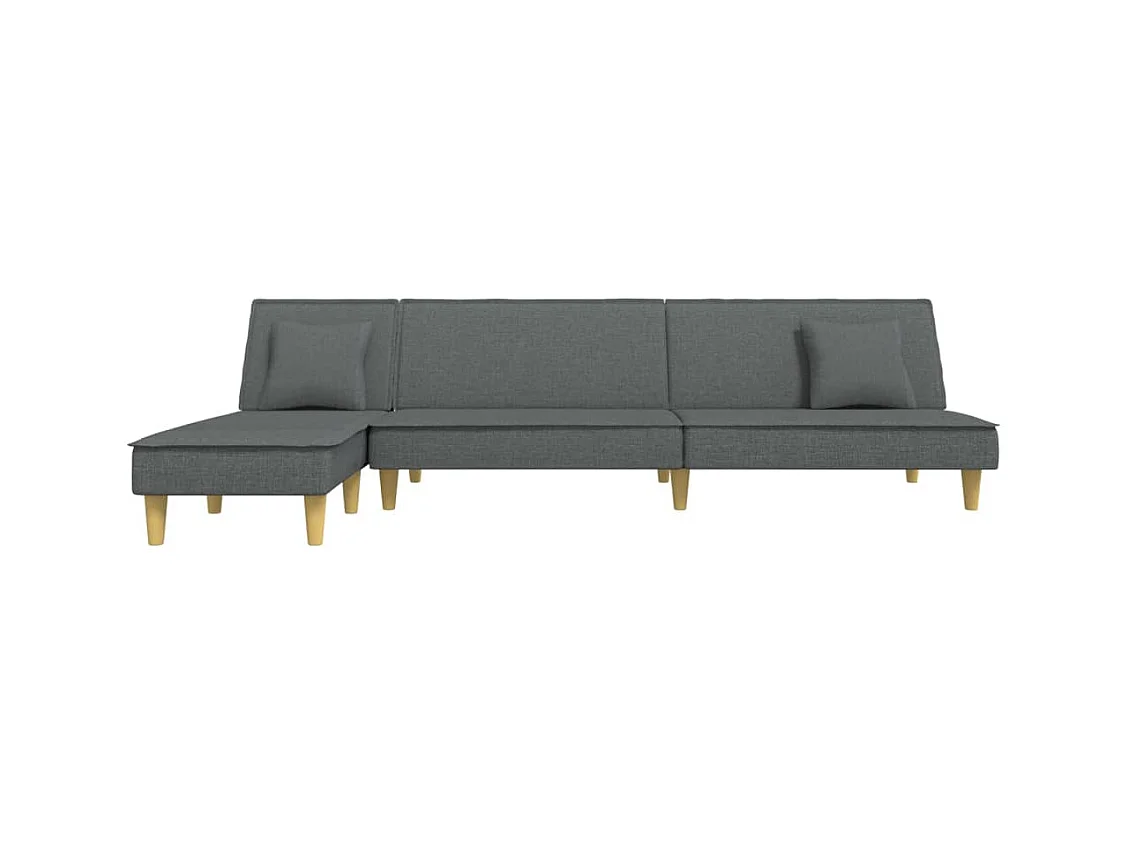 Divano letto a L grigio scuro 255x140x70 cm tessuto