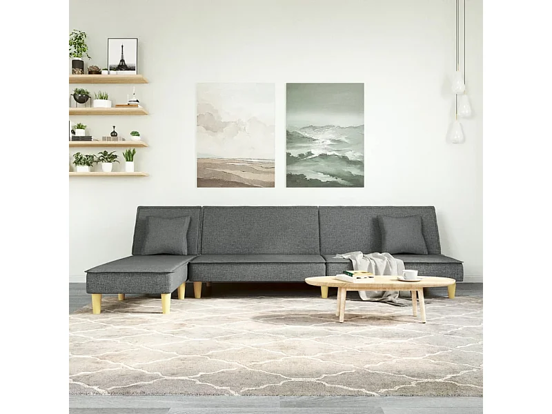 Divano letto a L grigio scuro 255x140x70 cm tessuto