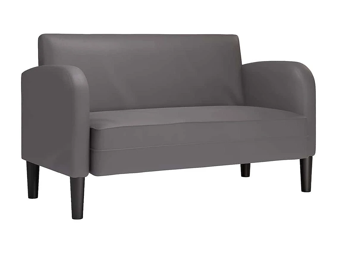 Sofá de dois lugares em couro sintético cinza 110 cm