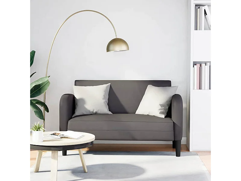 Sofá de dois lugares em couro sintético cinza 110 cm