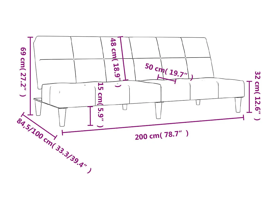 2-er Schlafsofa aus Stoff