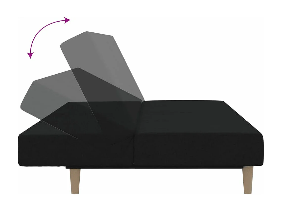 Sofá cama de 2 plazas de tela negra