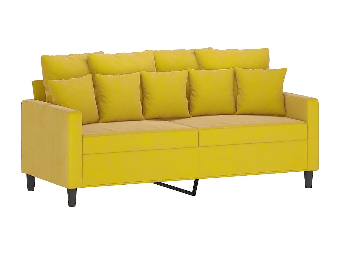 Conjunto de sofá de 3 peças com almofadas de veludo amarelo