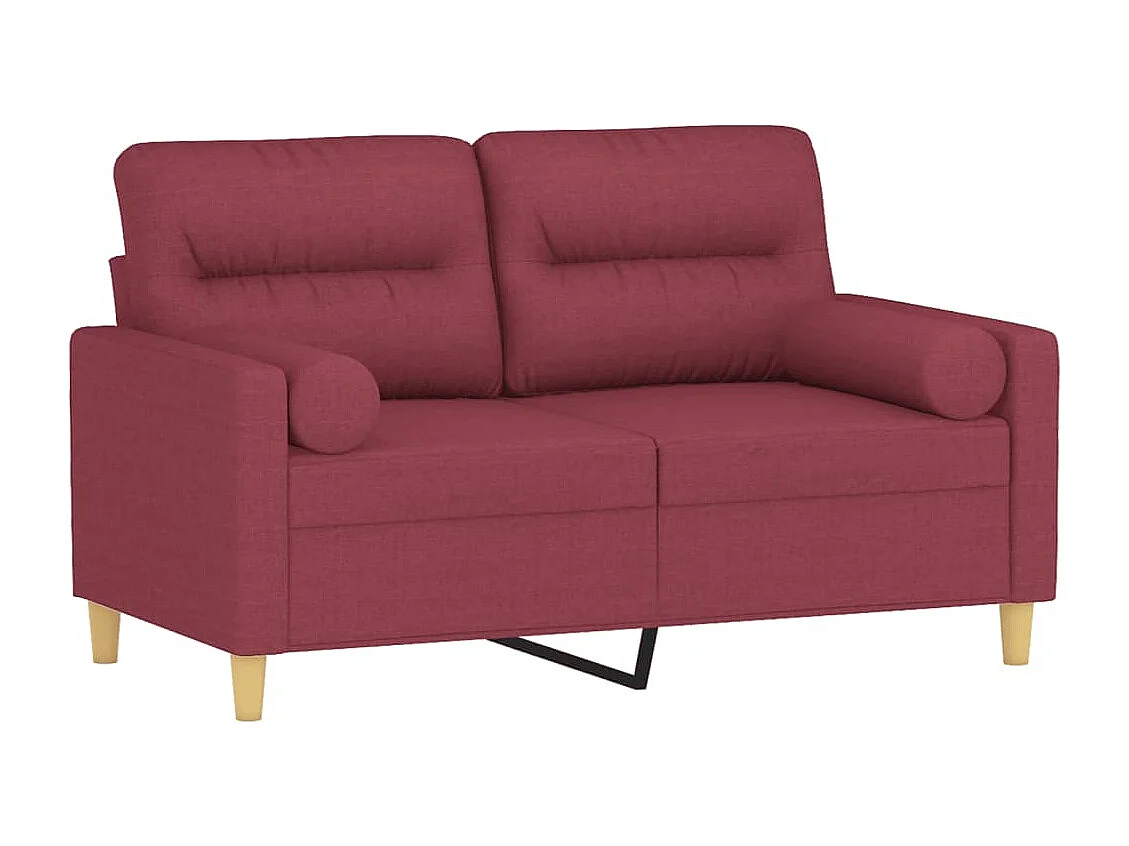 Divano 2 posti con cuscini bordeaux tessuto 120 cm