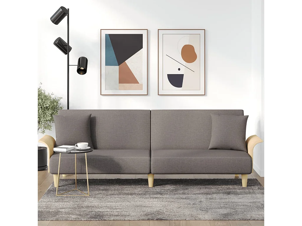 Slaapbank met armleuningen taupe stof