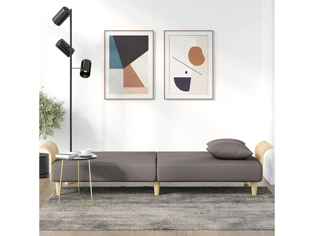 Slaapbank met armleuningen taupe stof