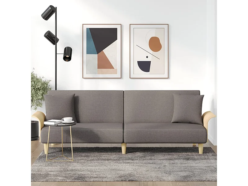 Slaapbank met armleuningen taupe stof