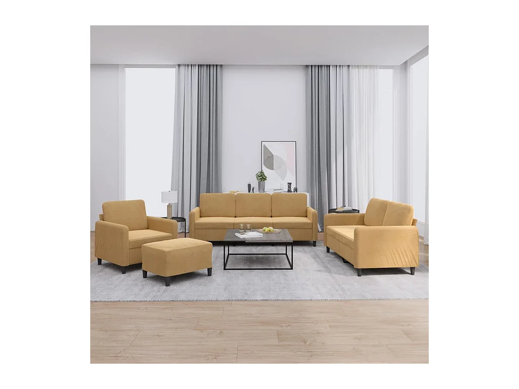 Set di 4 divani in velluto marrone