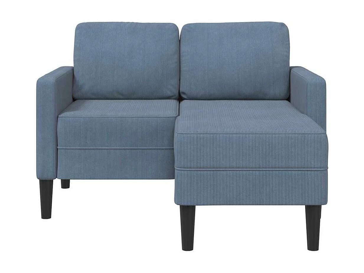 Sofá 2 plazas con chaise longue en forma de L en color azul 125 cm Lino