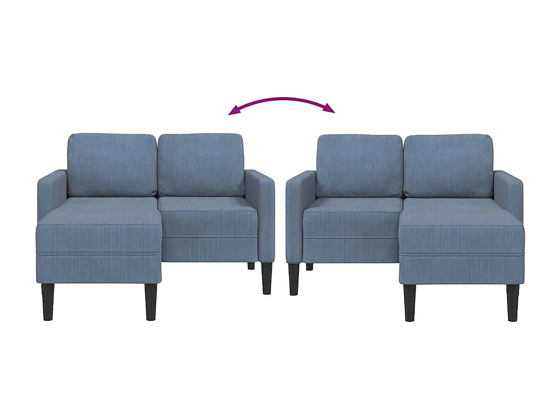 Sofá 2 plazas con chaise longue en forma de L en color azul 125 cm Lino