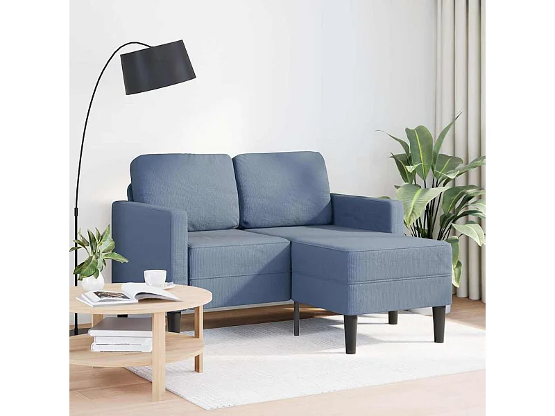 Sofá 2 plazas con chaise longue en forma de L en color azul 125 cm Lino