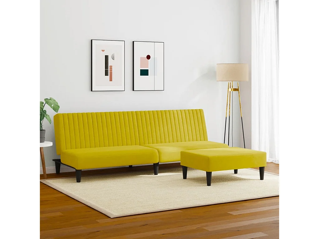 Ensemble de canapés 2 pcs jaune velours