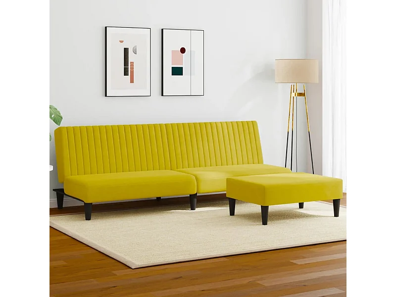 Ensemble de canapés 2 pcs jaune velours