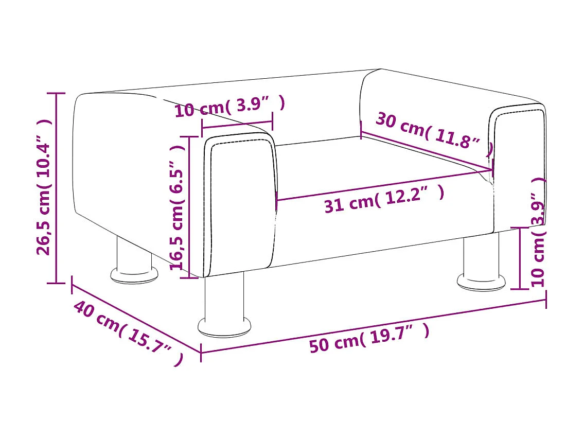Sofá infantil preto 50x40x26,5 cm veludo