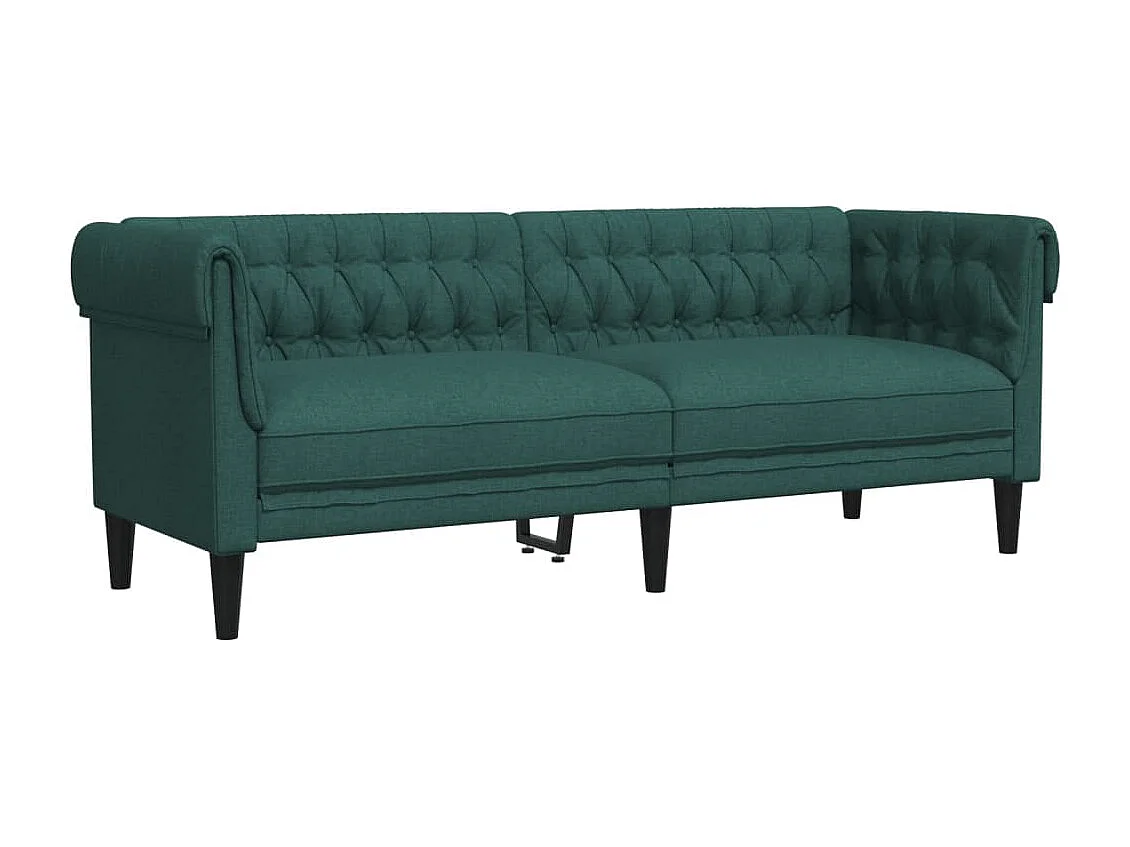 Divano Chesterfield 3 posti tessuto verde scuro