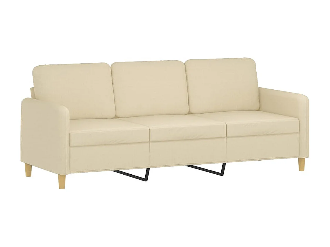 3-teiliges Sofa-Set mit Kissen, cremefarbener Stoff